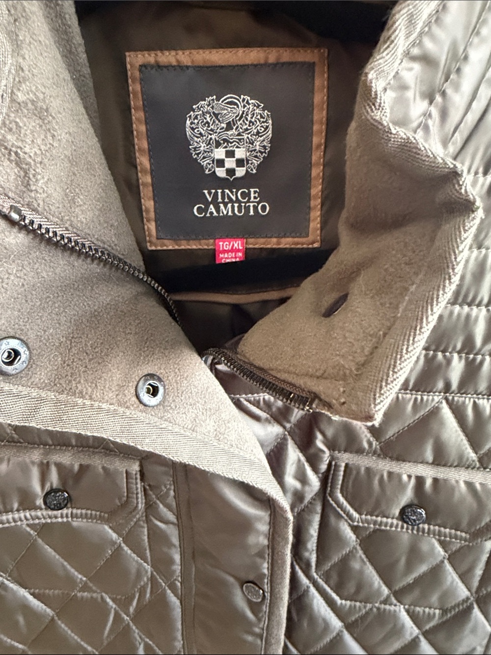 Vince Camuto Quilted Dark Olive Quilted Vest